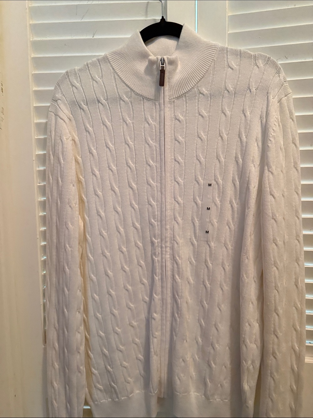 Club Room Cream Cable Knit Zip Sweater